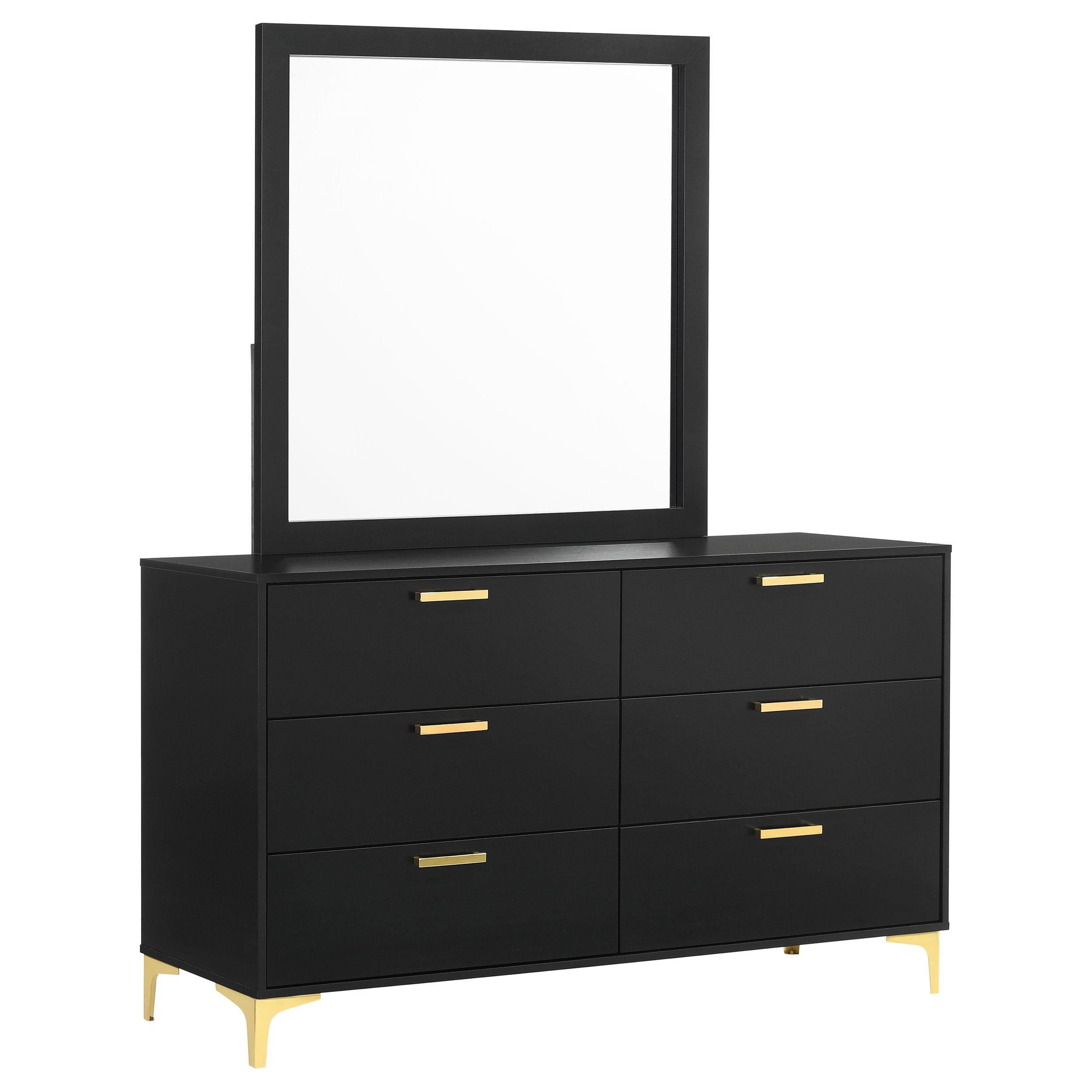 Coaster Furniture Kendall 224453M 6-Drawer Dresser with Mirror - Black IMAGE 1